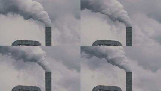 滚滚浓烟从工厂烟囱冒出大气污染题材高清在线视频素材下载