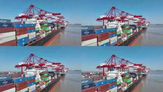 上海洋山港集装箱码头航拍高清在线视频素材下载