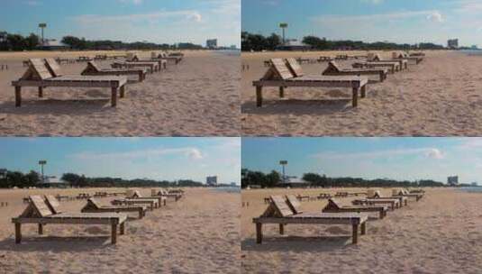 海滩上的空躺椅高清在线视频素材下载