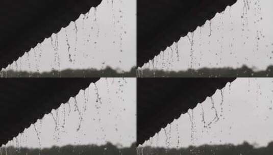 屋檐雨滴慢镜头高清在线视频素材下载