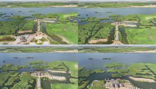 航拍内蒙古纳林湖湿地公园高清在线视频素材下载