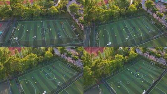 徐州市奥体中心少年青年足球比赛航拍高清在线视频素材下载