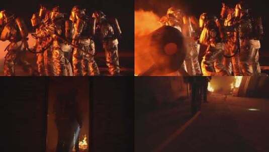 【合集】消防员在火场救火高清在线视频素材下载