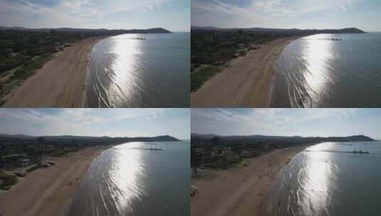 蓝色海洋大海沙滩夏日风景航高清在线视频素材下载