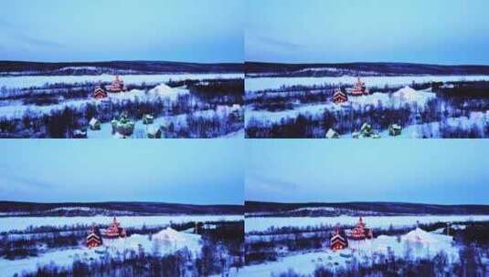 东北黑龙江漠河圣诞邮局航拍高清在线视频素材下载