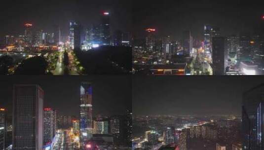 汉溪大道东辅路夜景航拍高清在线视频素材下载