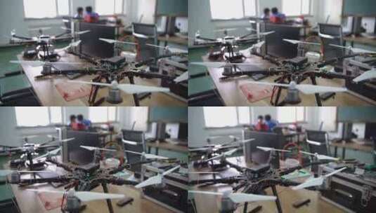 无人机教学展示创客空间空镜头高清在线视频素材下载