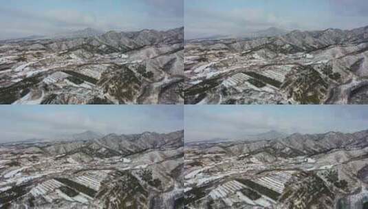航拍城市雪景  雪后县城高清在线视频素材下载