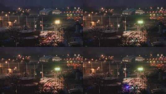 北京下雪延时城铁高架高清在线视频素材下载