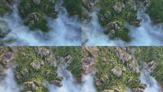 高空航拍黄山山峰奇石云海景观高清在线视频素材下载