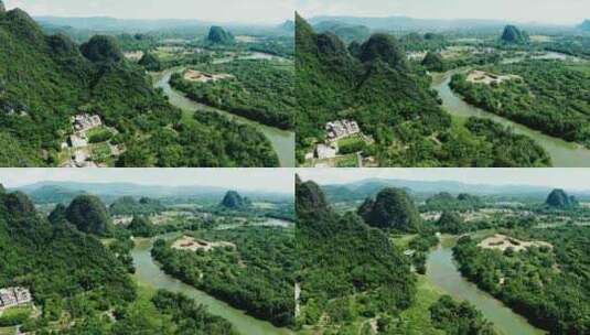 十里画廊 卡斯特地貌 山水画 大美中国高清在线视频素材下载