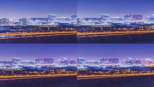 北京城市建筑街道车流高视角夜景延时高清在线视频素材下载