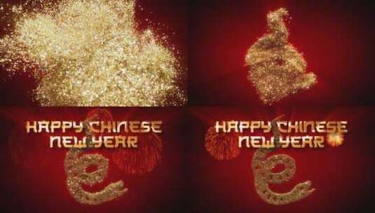 金色闪光颗粒蛇中国新年生肖上的红色高清在线视频素材下载