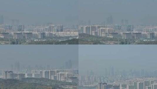 航拍南京江宁区雾霾高清在线视频素材下载