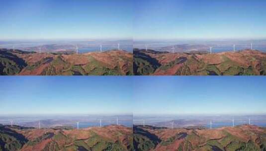 云南玉溪市风力发电风车发电站清晨航拍实时高清在线视频素材下载