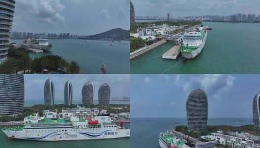 海南三亚国际游艇港高清在线视频素材下载