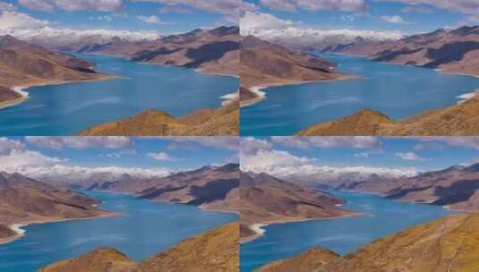4K航拍西藏羊卓雍措1高清在线视频素材下载