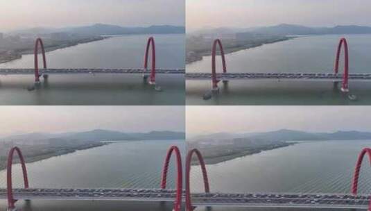 从中间飞过之江大桥高清在线视频素材下载