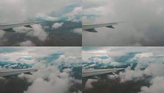 平原，山脉从云中飞行的飞机高度高清在线视频素材下载