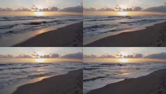 海边日落海滩天空夕阳景观高清在线视频素材下载