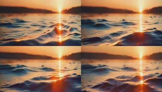 超宽屏大海海面的日落波光粼粼海上余晖高清在线视频素材下载