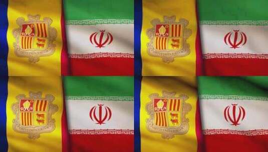 伊朗和安道尔国旗高清在线视频素材下载