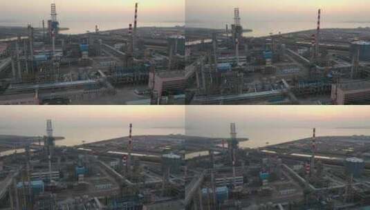 航拍视角青岛炼油厂高清在线视频素材下载