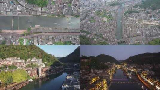 合集中国最美小镇湖南凤凰古城航拍高清在线视频素材下载