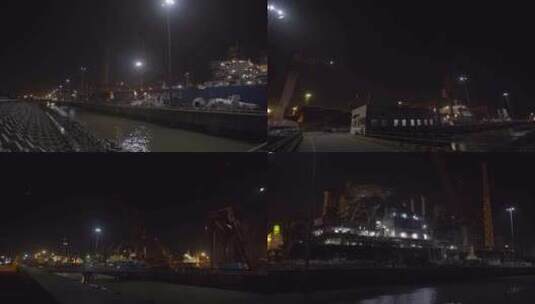 『有版权』4K造船厂夜景灯火通明1高清在线视频素材下载