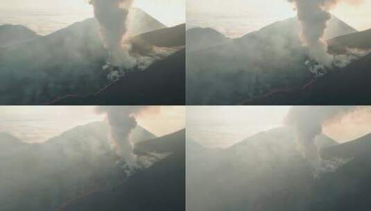 活火山，烟雾，熔岩流，火山喷发高清在线视频素材下载