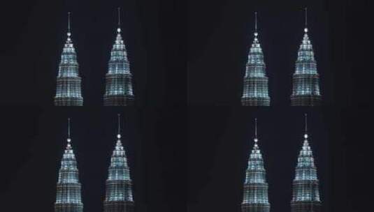 一模一样的摩天大楼晚上关灯高清在线视频素材下载
