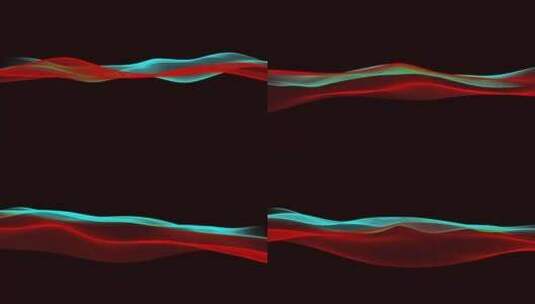 抽象发光红色和青色动态线条粒子黑色背景高清在线视频素材下载