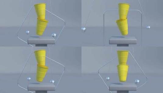 黄色塑料杯3d讲台现代场景内部能够无缝循高清在线视频素材下载