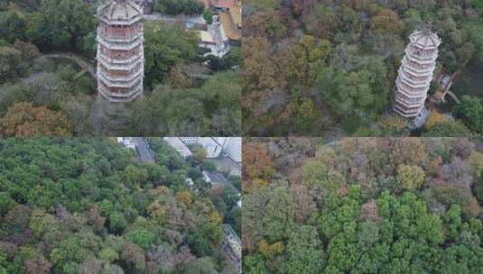 武汉洪山区宝通禅寺航拍高清在线视频素材下载