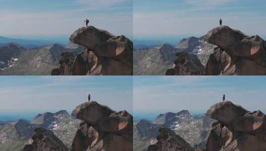 户外徒步登山群山之巅高清在线视频素材下载