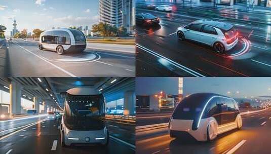 无人驾驶汽车 新能源电车 自动驾驶车辆高清在线视频素材下载