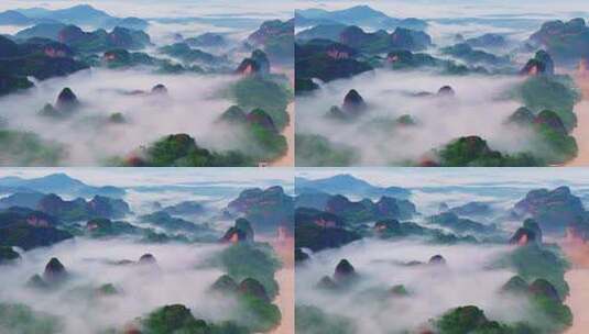 江西 龙虎山 云海 丹霞 日出 云雾缭绕 清晨高清在线视频素材下载