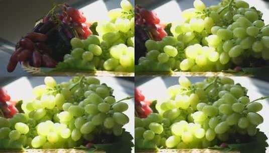 篮子里的多色新鲜葡萄高清在线视频素材下载