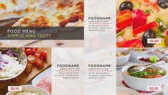 美味食品菜单文本幻灯片过渡展示AE模板高清AE视频素材下载