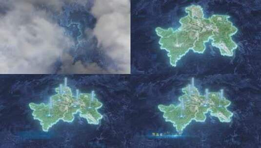 贺州市地图-云雾俯冲勾勒轮廓高清AE视频素材下载