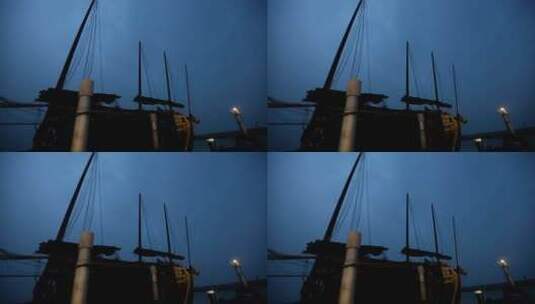 傍晚渔船高清在线视频素材下载