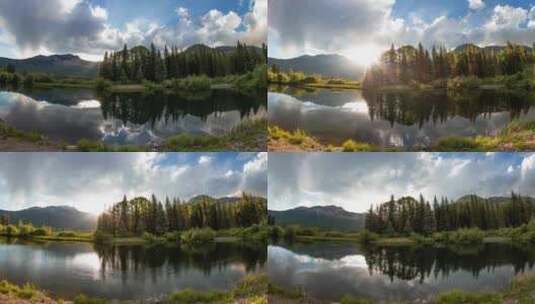 森林湖泊延时摄影高清在线视频素材下载