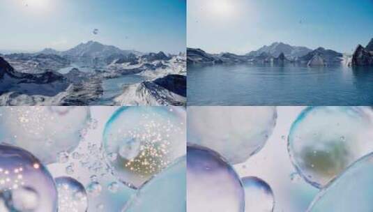 水分子雪山矿泉水微观空镜高清在线视频素材下载