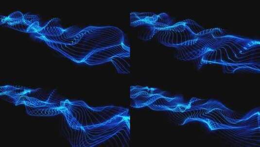 蓝色粒子波流回路V3高清在线视频素材下载