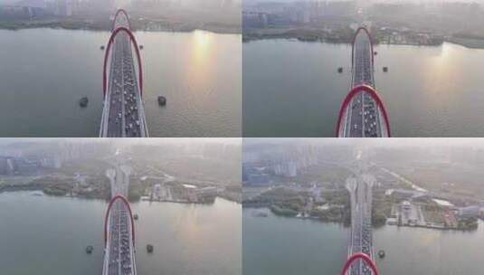 航拍飞过之江大桥高清在线视频素材下载