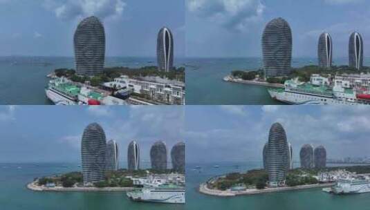海南三亚凤凰岛航拍高清在线视频素材下载