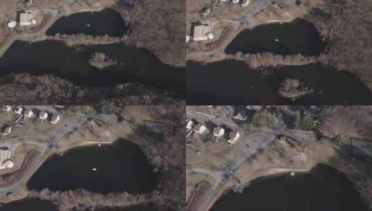 纽约高地水库和湖泊的鸟瞰图，带公园高清在线视频素材下载