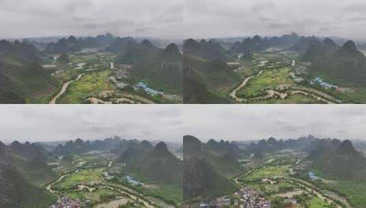 桂林水田山水航拍高清在线视频素材下载