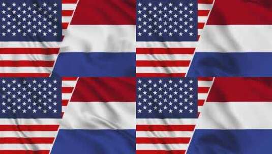 美国和荷兰国旗环高清在线视频素材下载