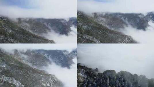 4K冬季自然风光山川景色雪景云海航拍视频高清在线视频素材下载